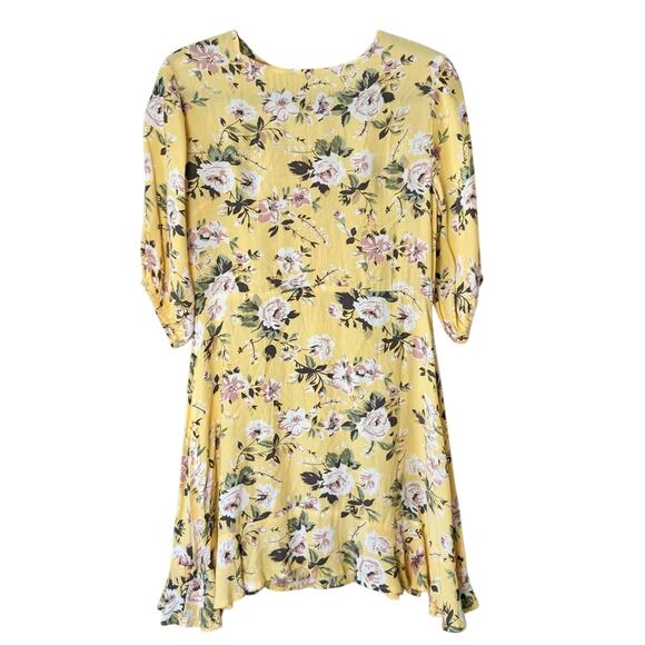 Faithful The Brand Yellow Jeanette Floral Mini Dress Size Small - Picture 2 of 9